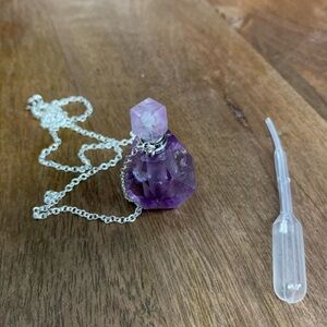 Purple Crystal Perfume Bottle Necklace for Essentials Oils